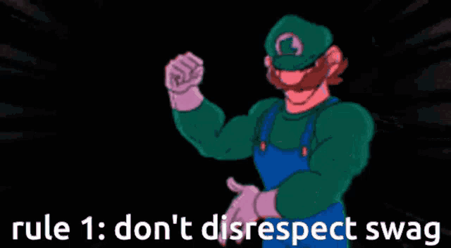 a cartoon character with the words rule 1 : don 't disrespect swag below him