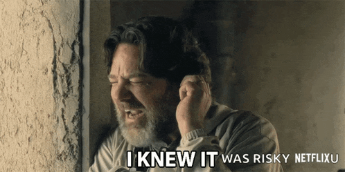 a man with a beard is crying and says i knew it was risky netflix