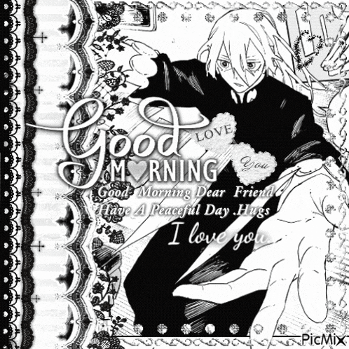 a black and white greeting card that says good morning