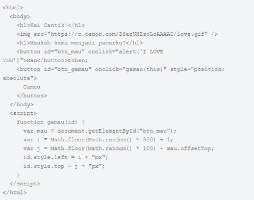 a html page with a few lines of code on it