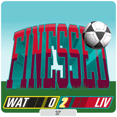 an illustration of a soccer game with the score of wat to 2 liv