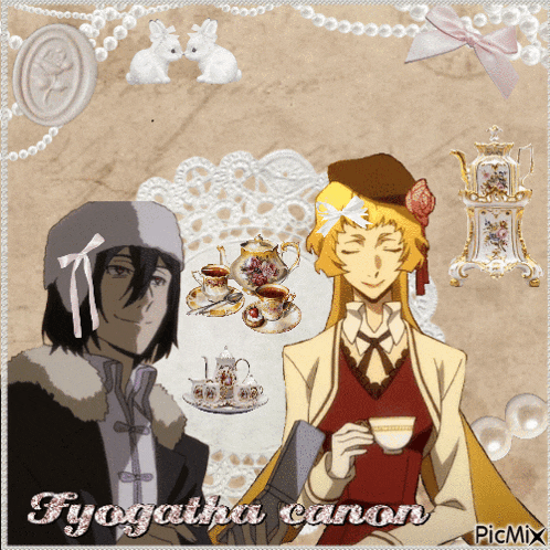 a picture of two anime characters with the name fyogaima canon