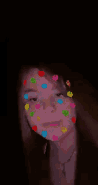 a girl with smiley faces on her face