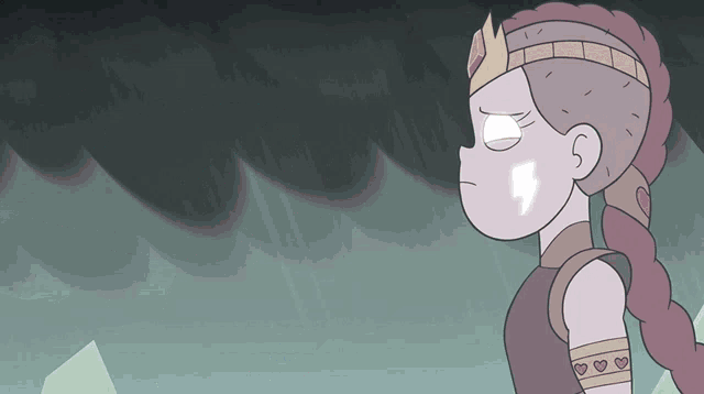a cartoon girl with a lightning bolt on her face