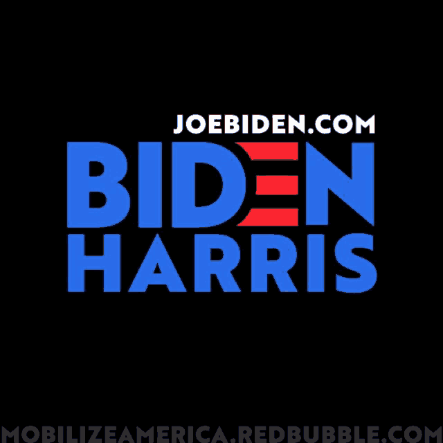 a biden harris logo that is blue and red