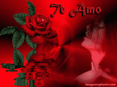 a red background with a woman and a red rose and the words te amo
