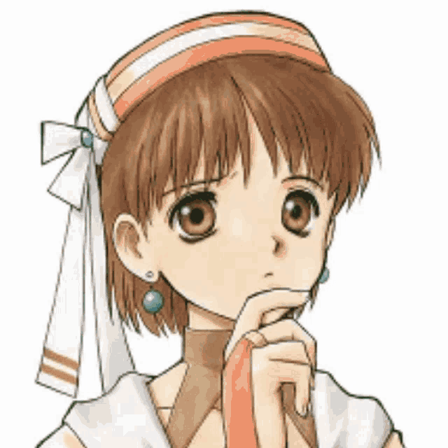 a drawing of a girl with brown hair and a headband