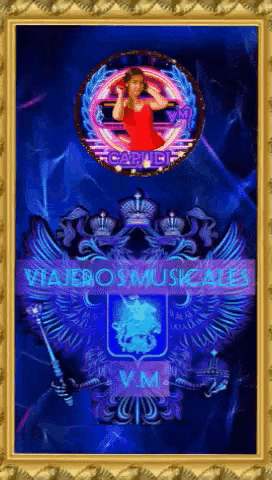 a picture of a woman in a red dress with the words " viajeros musicales " written on it