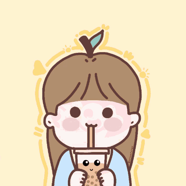 a drawing of a girl eating popcorn with a teddy bear and an apple