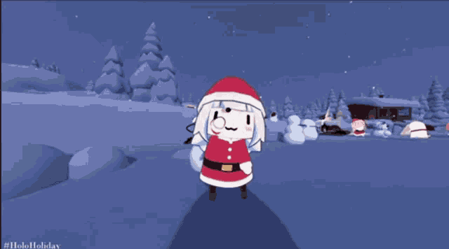 a cartoon of a person dressed as santa claus with the words #holoholiday written on the bottom