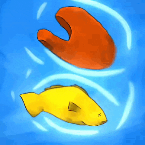 a drawing of a yellow fish and an orange fish