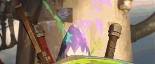 a cartoon drawing of a shark 's teeth with a purple glowing object in the middle