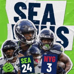 a group of seahawks players are holding up signs that say sea 24 nyc 3