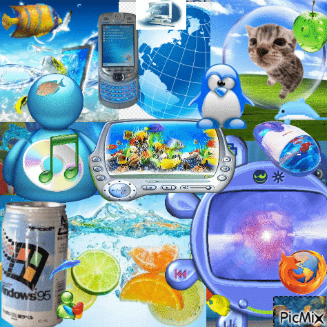 a collage of pictures with one that says picmix on the bottom