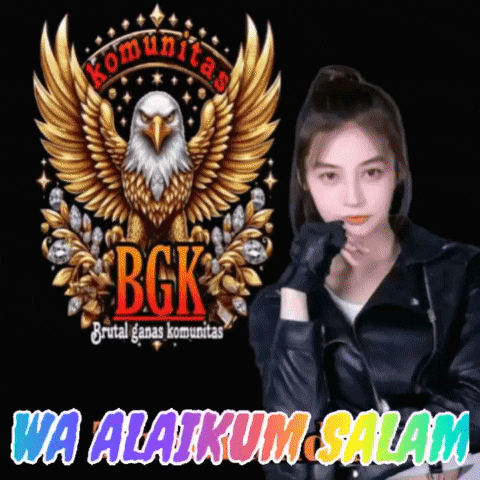 a woman is standing in front of a logo for bgk