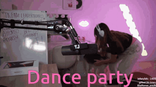 a dance party is being advertised on a twitch channel