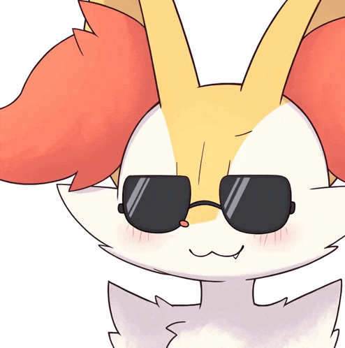 a drawing of a fox wearing sunglasses and a red tail