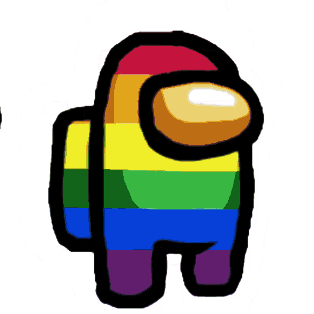 an among us character with a rainbow flag on it