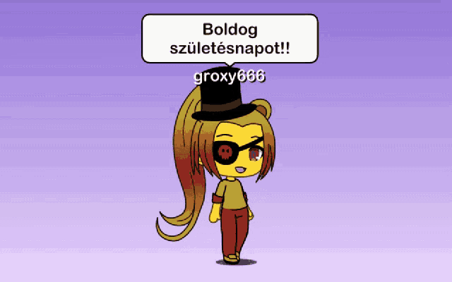 a cartoon character with a top hat says boldog szuletesnapot