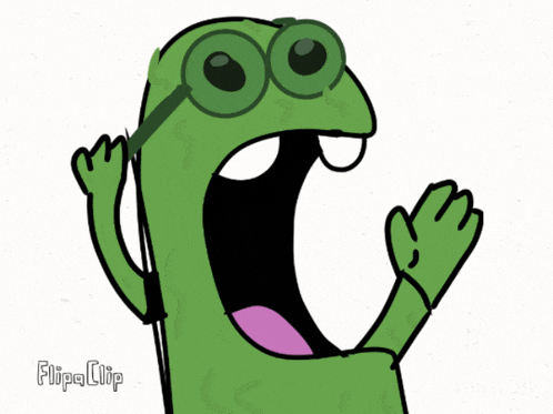 a cartoon of a frog with its mouth wide open and the words flipa clip below it
