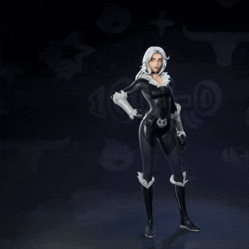 a woman in a black and white superhero costume is holding a blue and white cloth that says o'swamp