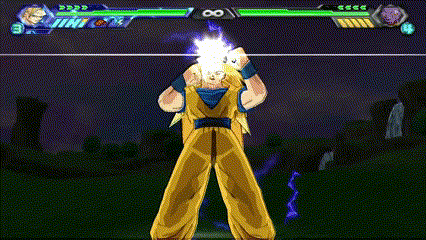 a screenshot of a video game with a character named goku on the screen