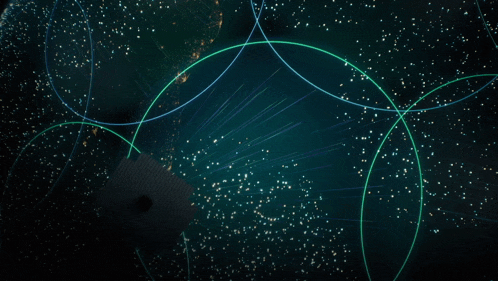 a computer generated image of a globe surrounded by lines and stars