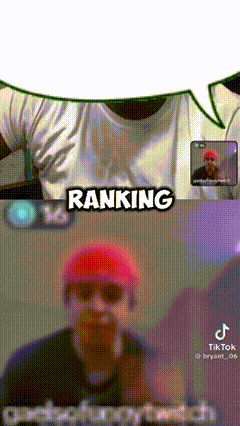 a man in a red hat is talking to another man on a video call while a speech bubble is above him .