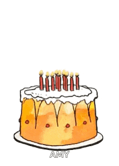 a cartoon rabbit is coming out of a birthday cake holding an envelope and candles .