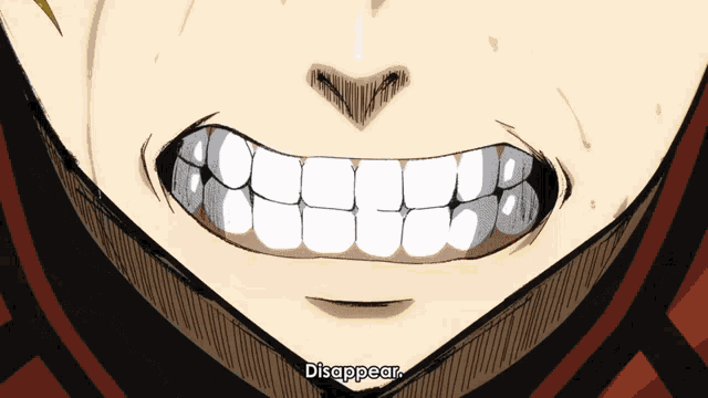 a close up of a man 's mouth with the words disappear written below it