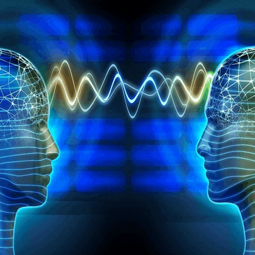 two heads with waves coming out of them