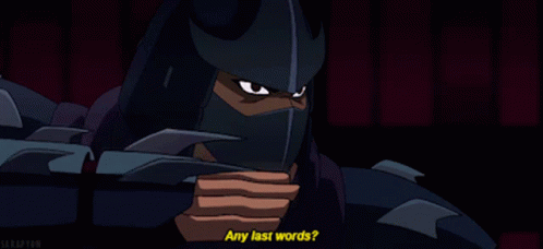 Batman Vs Teenage Mutant Ninja Turtles Shredder GIF - Batman Vs Teenage Mutant Ninja Turtles Shredder Any Last Words GIFs