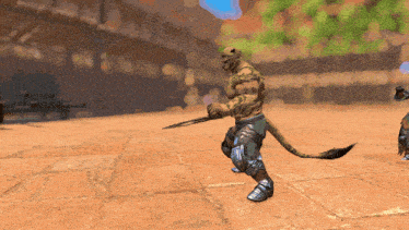 a video game character is holding a sword in his hand
