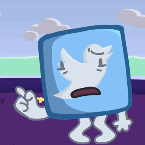 a cartoon character with a twitter logo on its face