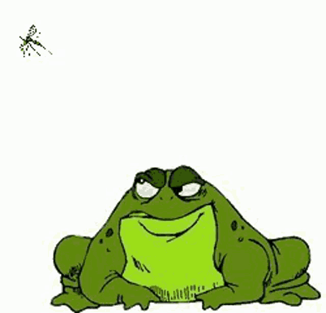 a frog is holding a red wand in its mouth and smiling .
