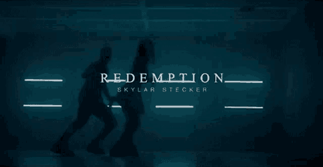 a man and a woman are dancing in front of a sign that says redemption skylar stecker