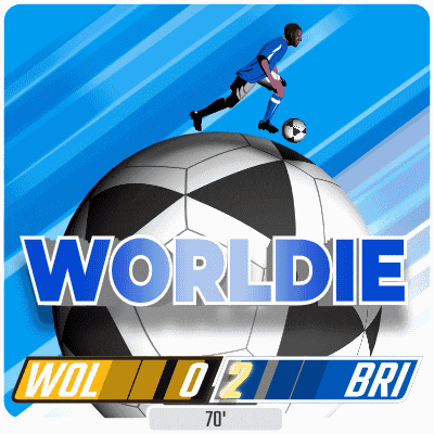 a soccer player jumps over a soccer ball that says worldie