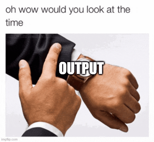 a man in a suit is looking at his watch with the words " oh wow would you look at the time " above him