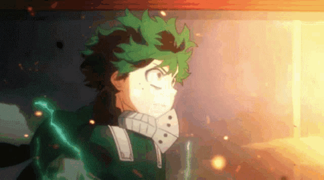 a close up of a person with green hair and a mask on their face .