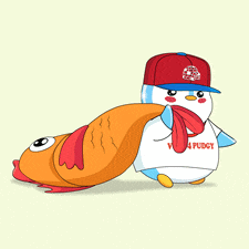 a penguin wearing a hat and scarf is carrying a fish ..