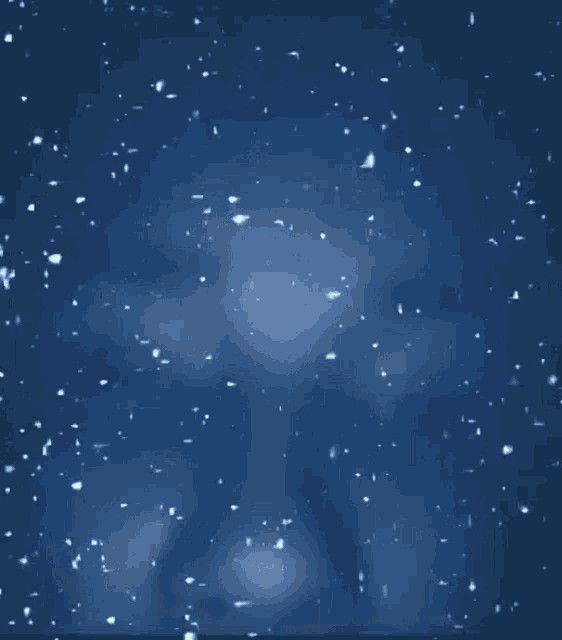 a dark blue background with snow falling in the background