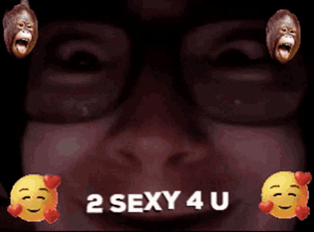 a close up of a woman 's face with the words 2 sexy 4 u written on it
