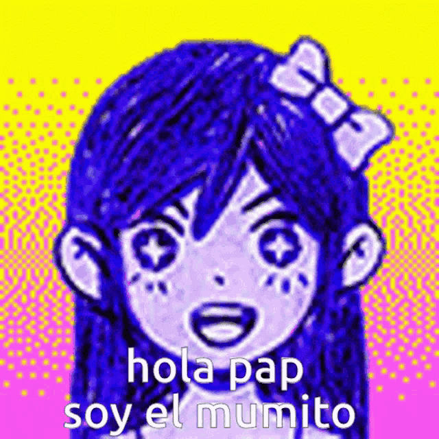 a drawing of a girl with a bow on her head and the words hola pap soy el mumito