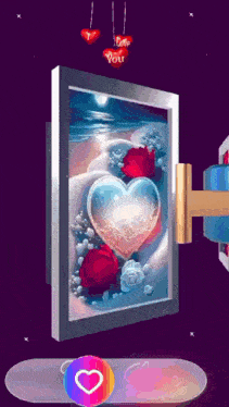a picture of a heart and roses with a i love you sign hanging from it