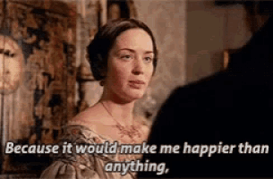 a woman says because it would make me happier than anything in front of a man