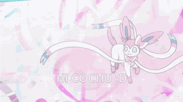 a picture of a pink and white pokemon with the words hi cochuad on the bottom