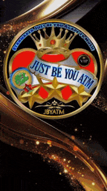 a coin that says just be you atm is on a black background