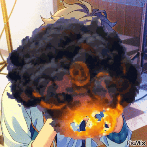 a picture of a person with smoke coming out of their mouth and the word picmix on the bottom