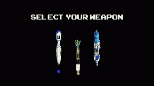 a video game screen that says select your weapon on it