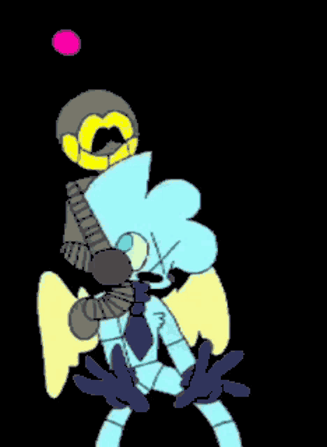a cartoon character with wings and a skull on top of it